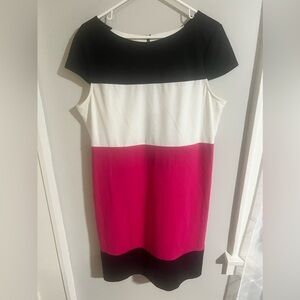 Sunny Leigh Black and White Color-Block Sheath Dress